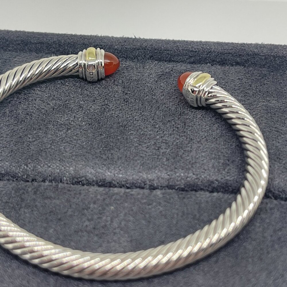 David Yurman Classic Cable 5mm Bracelet with Sterling Silver and Carnelian - Picture 8 of 10
